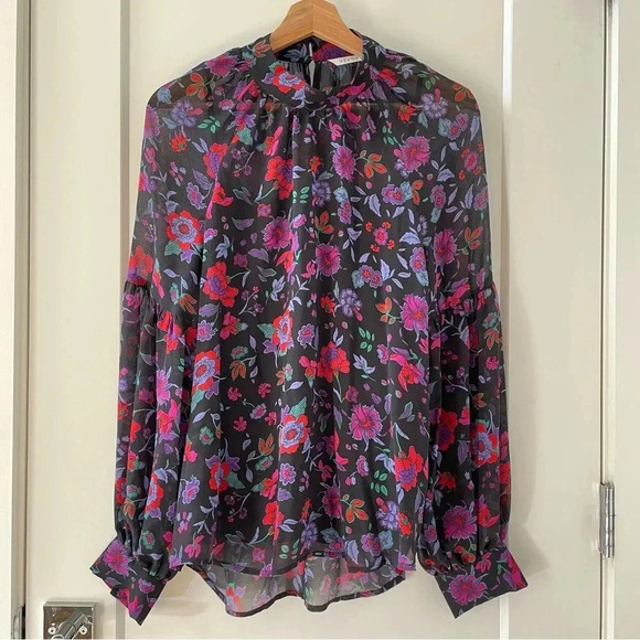 VERONICA BEARD Cicely Silk Floral Print Blouse Size 10 - Picture 4 of 9